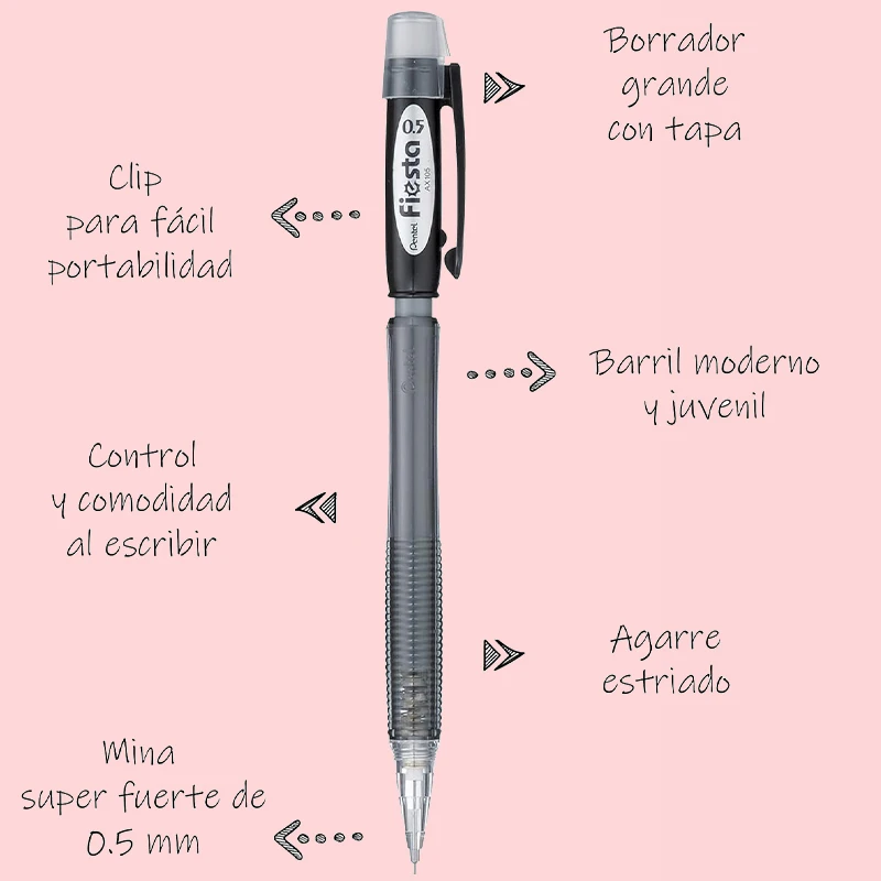 Pentel Vintage Mechanical Pencil AX105 Fiesta Colorful Rod Anti-Slip Grip Smooth Writing Automatic Pencils High Quality Supplies