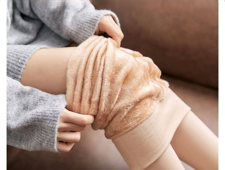 Fleece-gefütterte Damen-Thermo-Winterstrumpfhose, dicke, warme, transparente Samtstrumpfhose mit Plüsch-Innenschicht – Detail 6