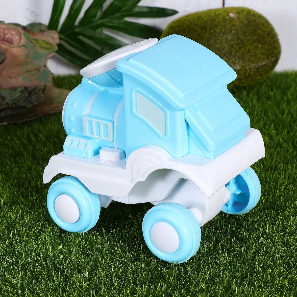 1Pcs Cartoon Inertia Train Plastic Bright Color Small Rolling Vehicle Pressure Operated Children Education Fun Friction Train