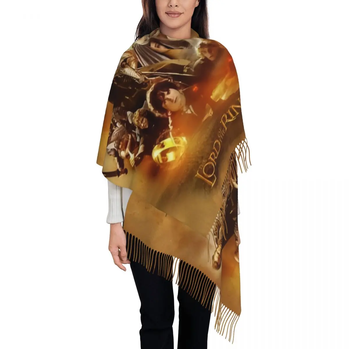 Custom Printed Film The Lord Of The Rings Scarf Men Women Winter Warm Scarves British Fantasy Novel Shawl Wrap