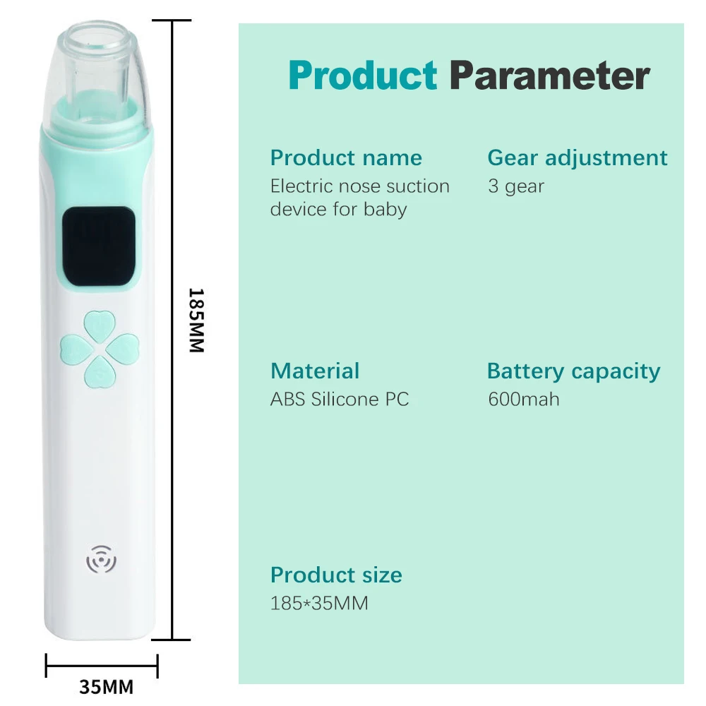 Baby Nasal Aspirator Toddler Electric Nose Aspirator Automatic Nose Cleaner Adjustable Suction Music and Light Soothing Function