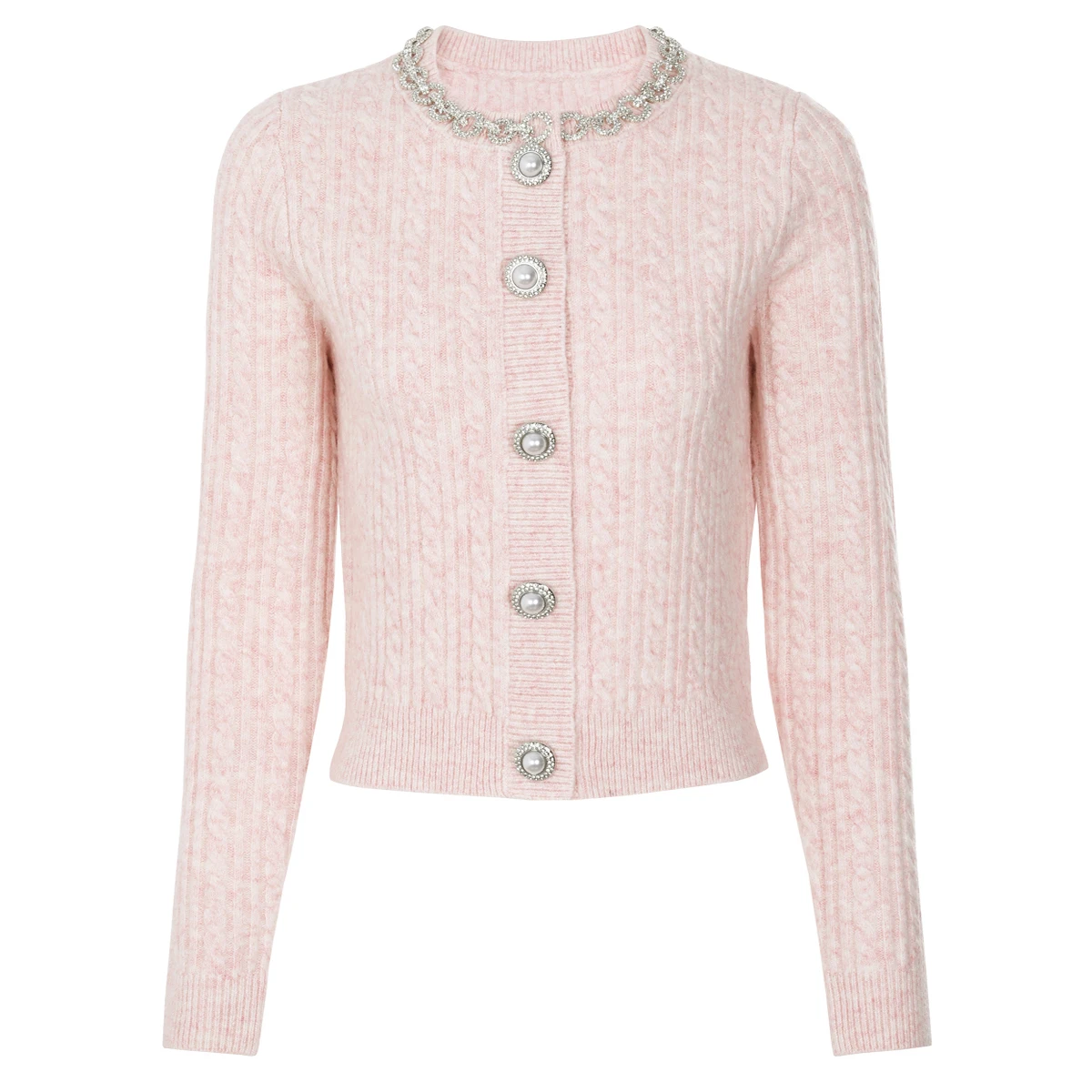 

High Quality Spring And Autumn New Style Fashionable Temperament Socialite Nail Diamond Long Sleeved Knitted Sweater Top Jacket