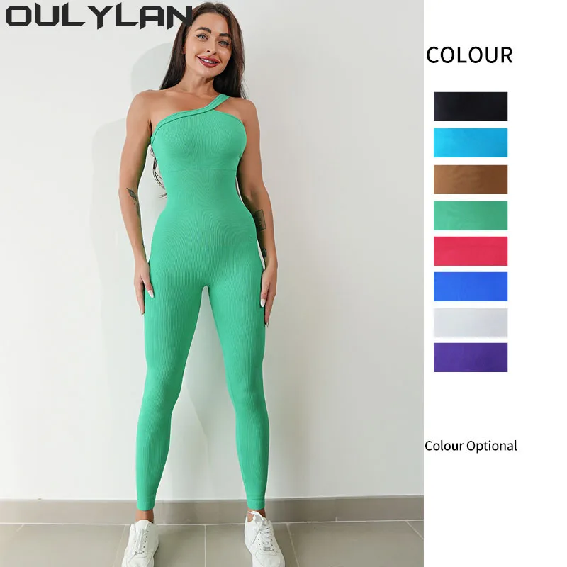 

Oulylan Women Sports Bras Set Long Pants Jumpsuit Large Size Sportswear Seamless Yoga Set High Waist Shorts Fitness Gym Clothing