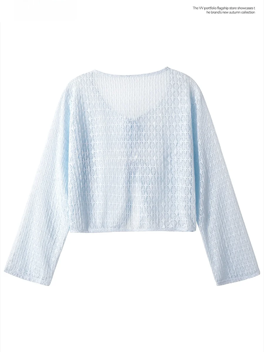 Sweet Style White Lace Open Cardigan Women's Summer Sun Protection Short Hollow out Coat Princess Style Loose Fit UV Protection