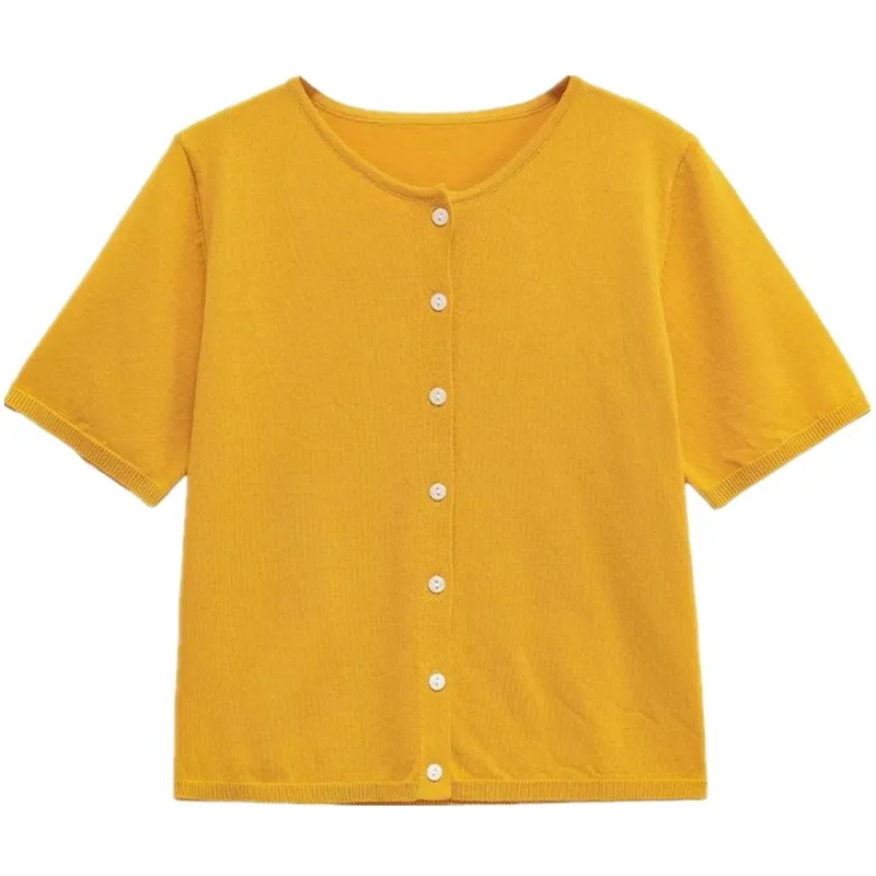 

Simple round Ne ort Sve Knitted Outerwear Commute Sle Women's Faion New Arrival Summer 2025 Color Loose Fit