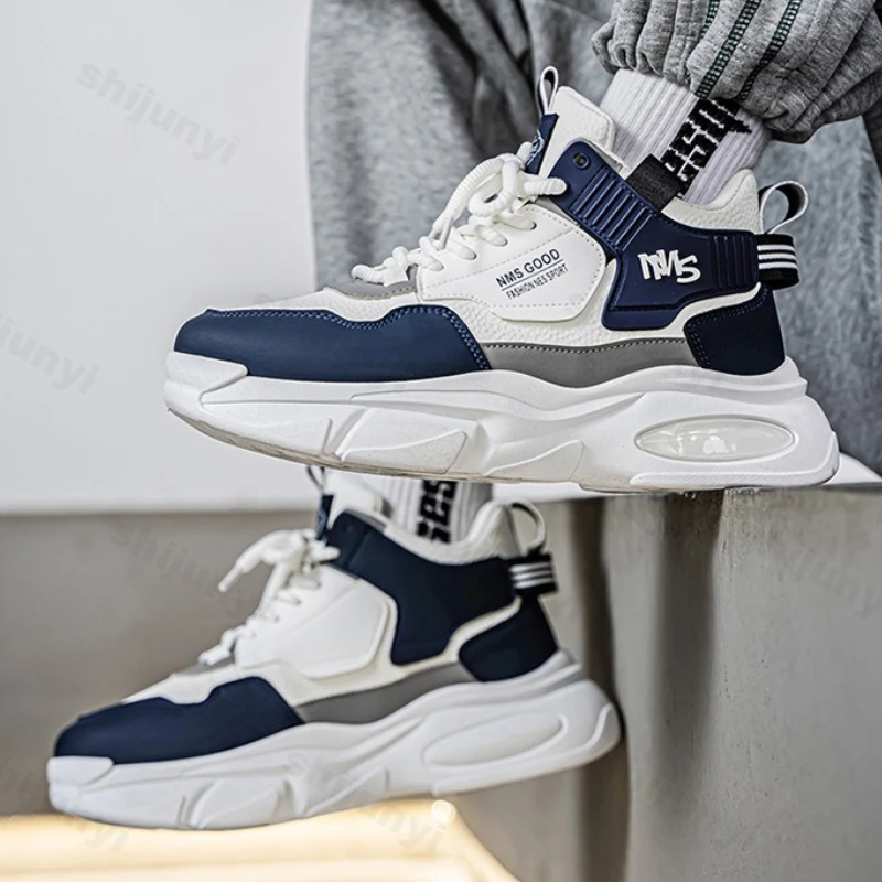 

Men High Top Shoes Autumn Men's Shoes New Fashion Cross Tied Wear-resistant Casual Shoes Height Increase Trend Platform Sneakers