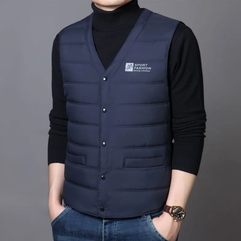 2024 New Autumn and Winter Fashion Warm Vest Men's Inside and Outside Waistcoat Male's Casual Loose Waist Jacket Coat