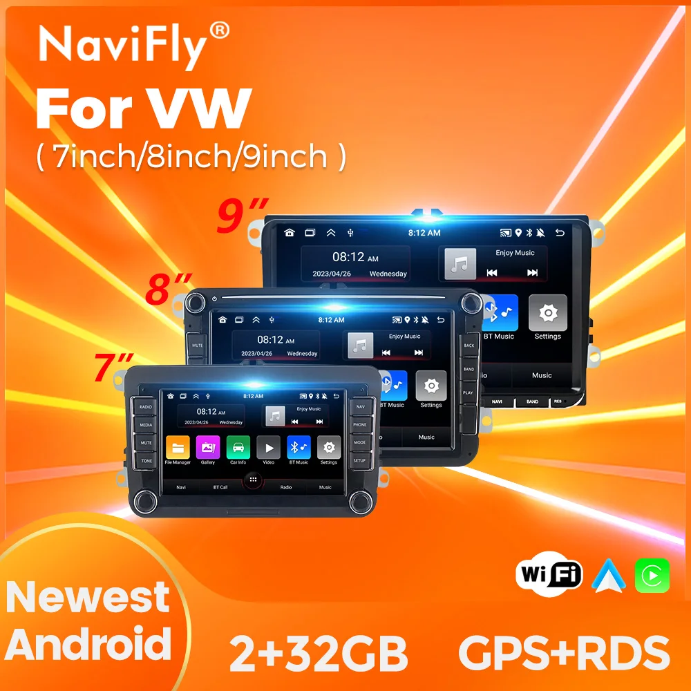 

NaviFly Car Radio Multimedia Stereo Carplay For VW Volkswagen Skoda Octavia golf touran passat B6 polo Jetta Android Auto GPS