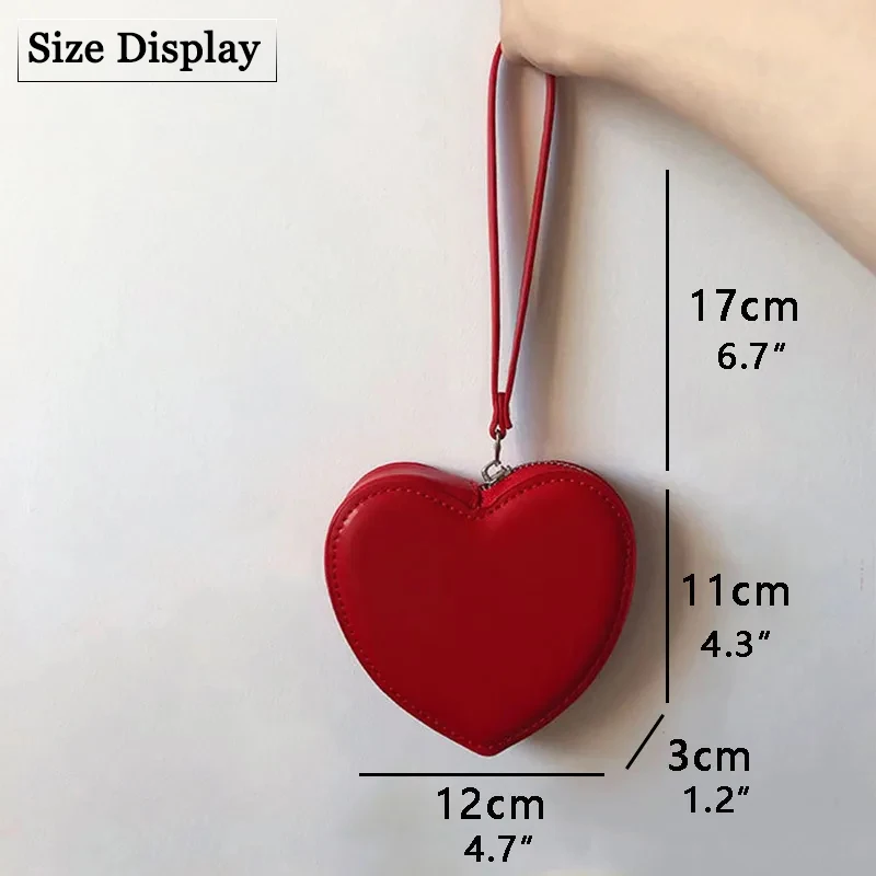 PU Leather Heart Bag Coin Purses for Women Cute Children\'s Handbag Wallet Designer Original Kawaii Wallets for Girls Wholesale