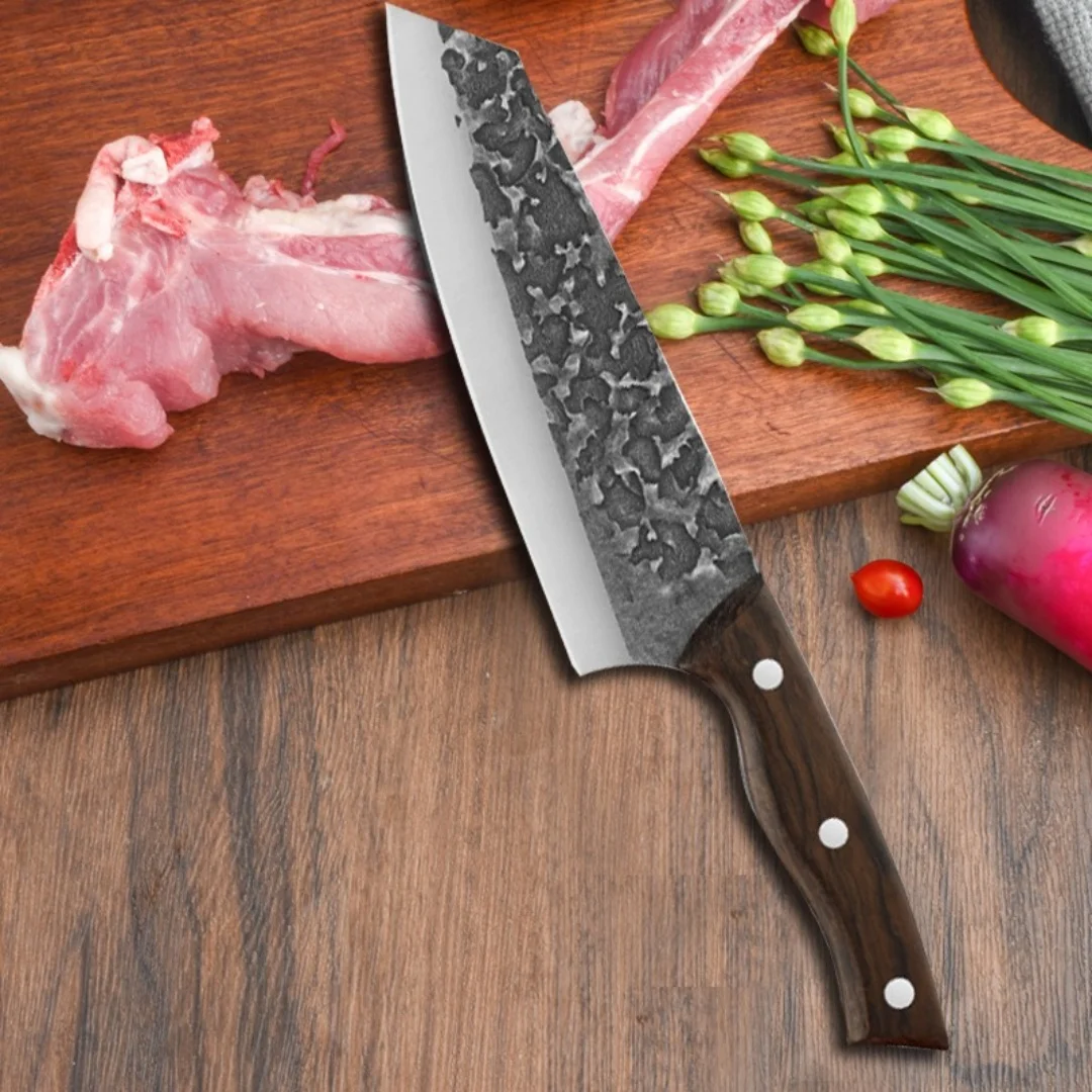 Stainless Steel Knife, Chef Knife, Carving Knife With Knife Sheath, Sharp Blade, Practical Kitchen Knife, Wooden Handle