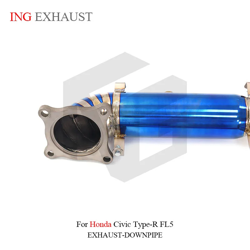ملحقات ING أنبوب سفلي من سبائك التيتانيوم Catless لسيارة Honda Civic Type-R FL5 أداء رأس المحرك نظام عادم نمط جديد #3