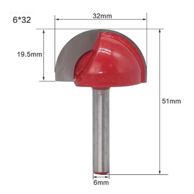 6mm Schaft Ball Nase Schaftfräser Holz Router Bit Set Runde Cove CNC Fräser Radius Kern Vhm Holzbearbeitung