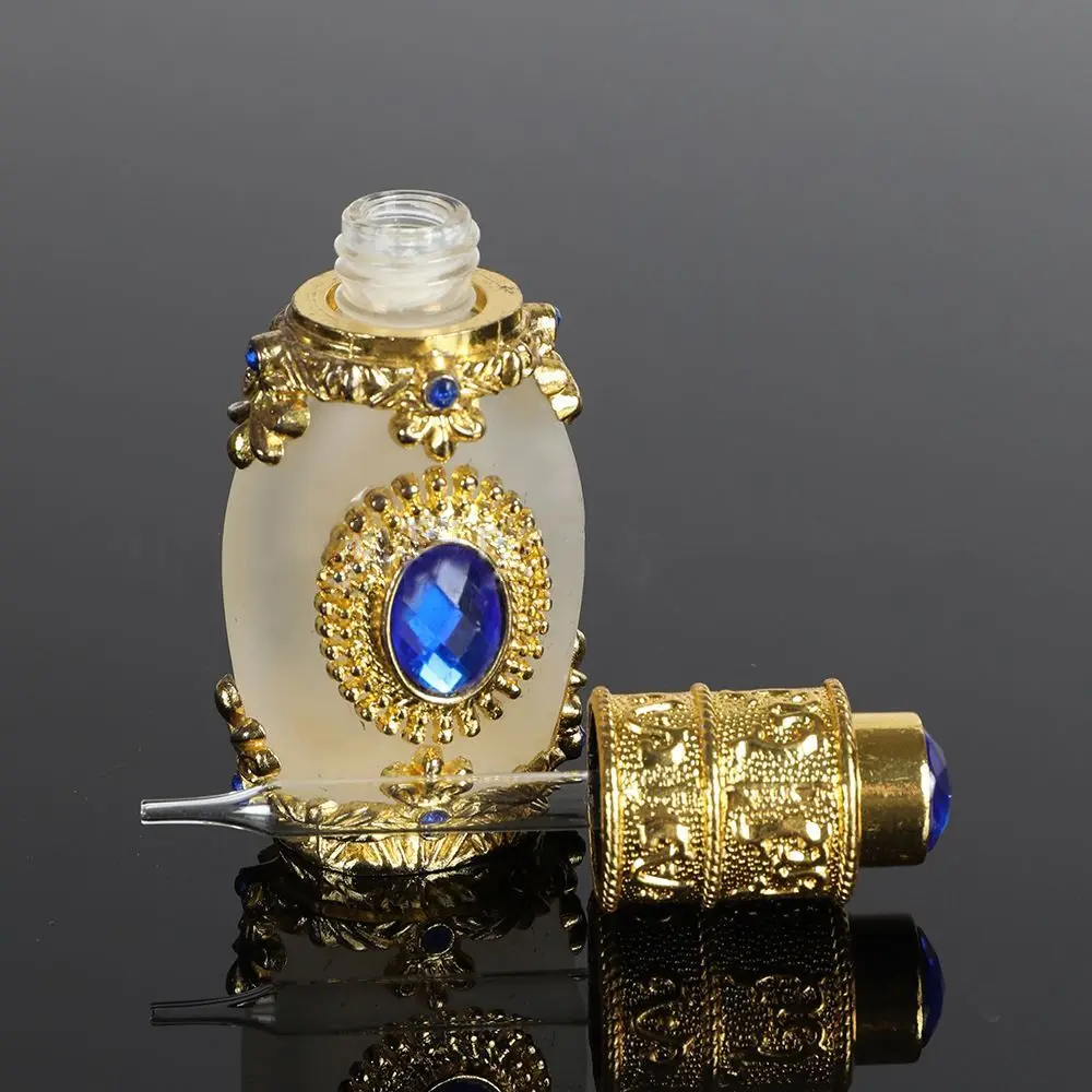 1PC Vintage Metal Perfume Bottle Arab Style Essential Oils Dropper Bottle Container Middle East Weeding Decoration Gift