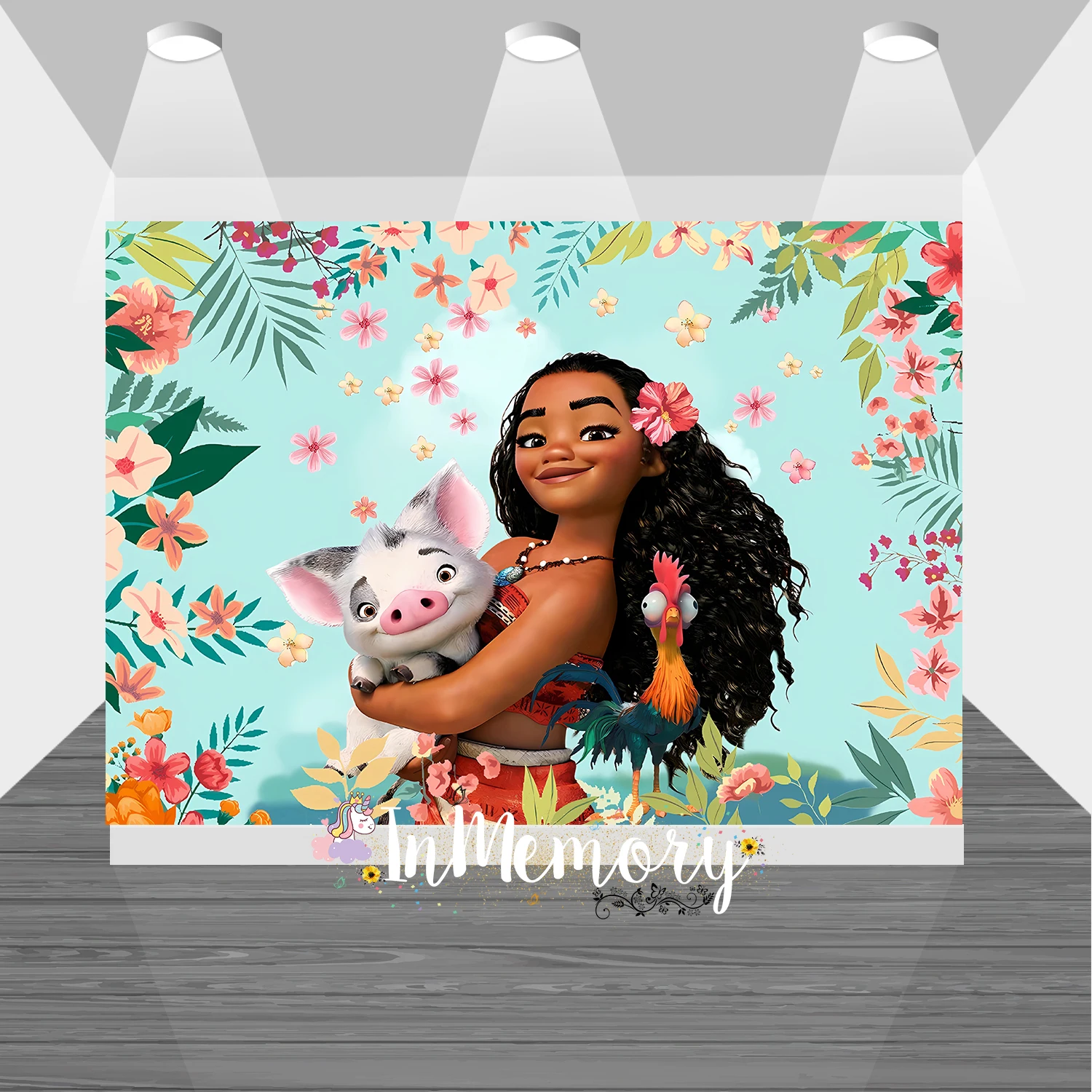 

Moana Photo Backdrop Princess Girl Newborn Happy Birthday Party Cartoon Vaiana Decoration Photography Backgrounds Banner Vinyl