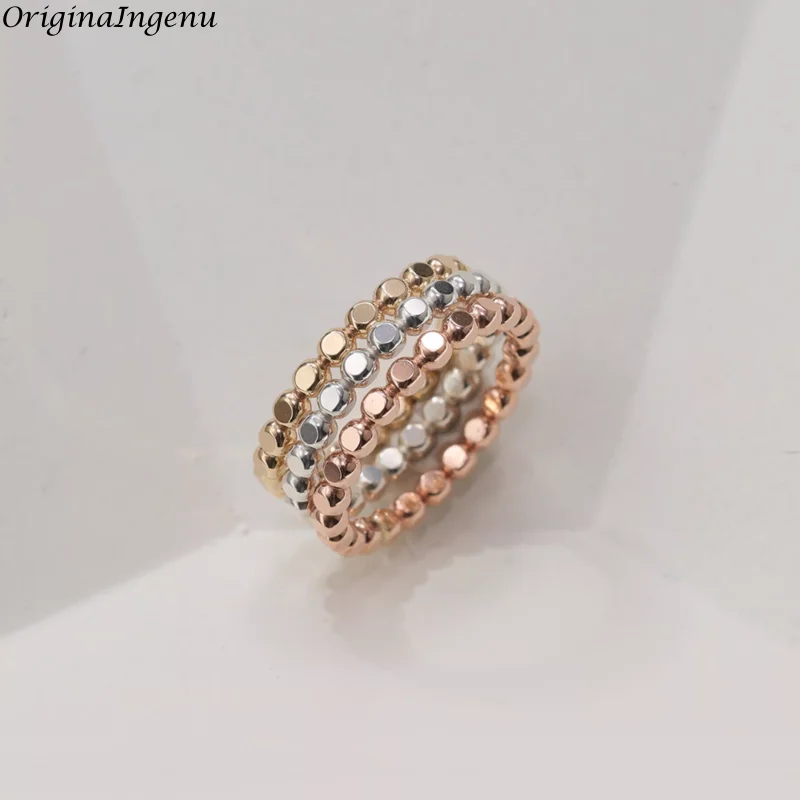 3 Pieces 14K Gold Filled Tri Color Dainty Stacking Ring Designer Jewelry Dating Ring Luxury High Quality Jewelry Original Gift
