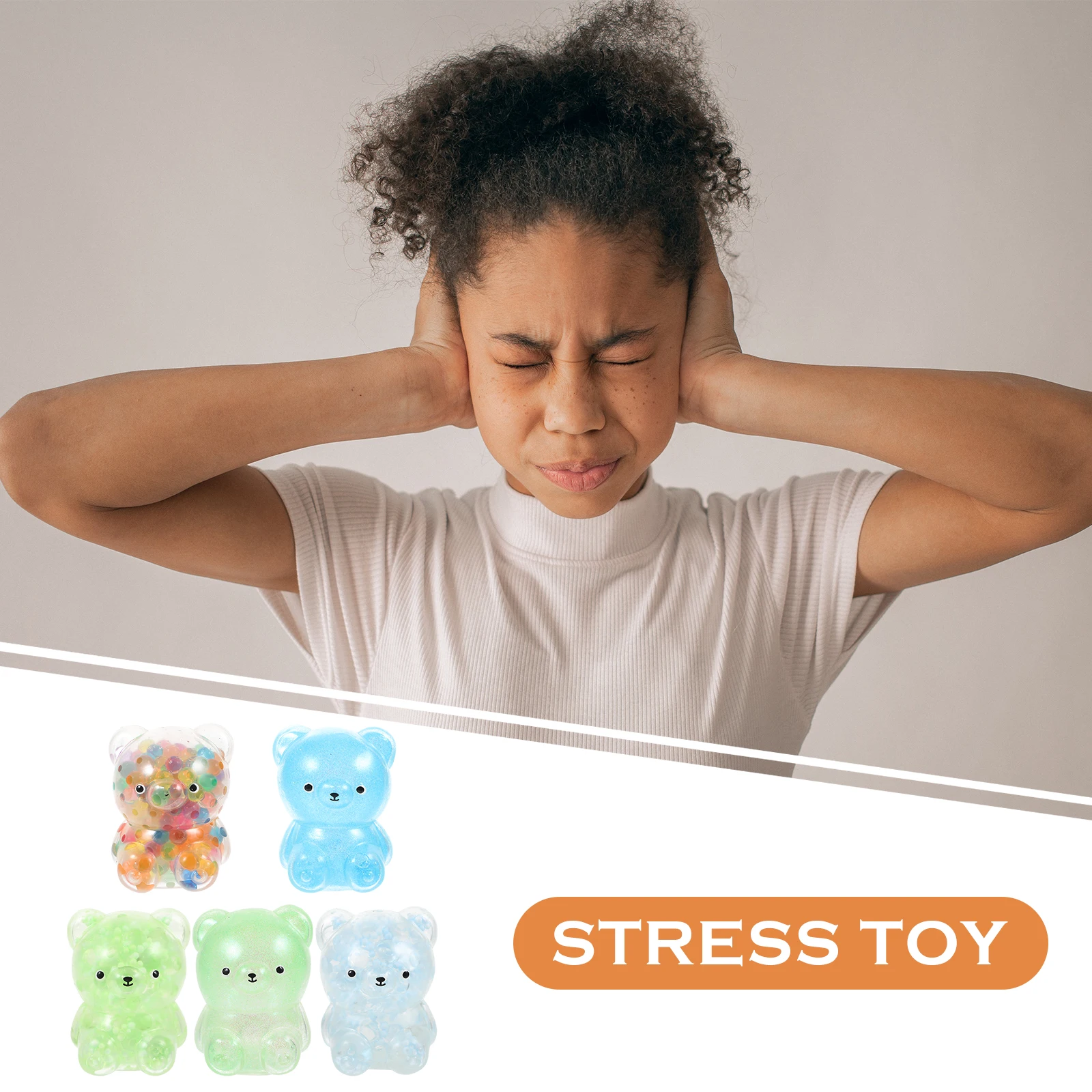 5pcs Sensory Toys Stretchy Squeeze Animals Bear Resilient Hand Held Portable Decompression Toy Elastic