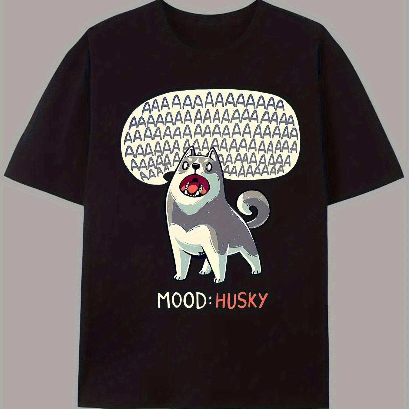 

Футболка с рисунком собаки MOOD HUSKY Playful, 100% хлопок, с круглым вырезом и коротким рукавом, летняя повседневная мужская футболка, уличная одежда