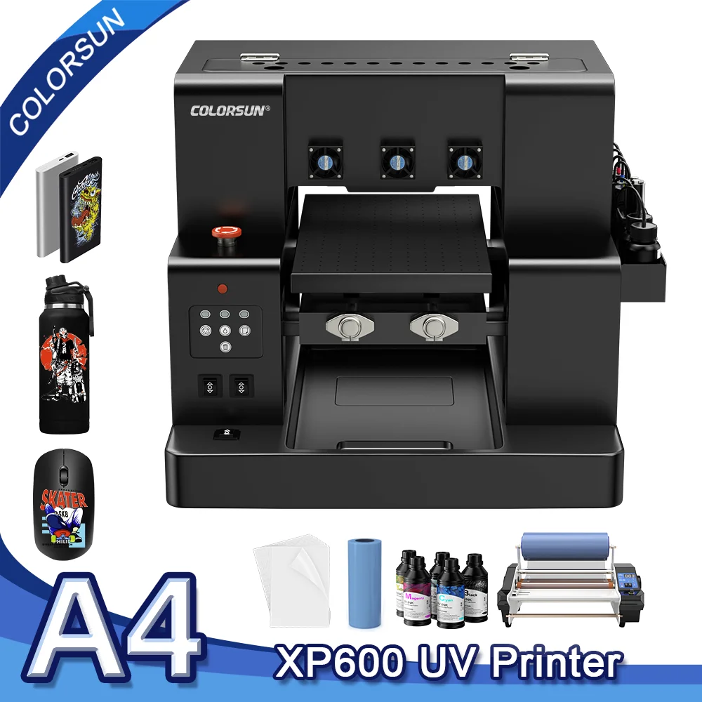 Colorsun A4 XP600 UV DTF Drucker Impresora a3 UV DTF Aufkleber Druckmaschine UV Drucker Für Acryl PVC Holz Flasche Metall