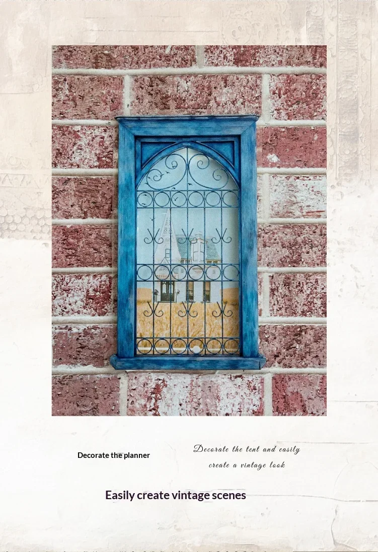 JIANWU Vintage Baroque Window Landscape Material Collage Scrapbooking PET Sticker Creative DIY Journal Stationery
