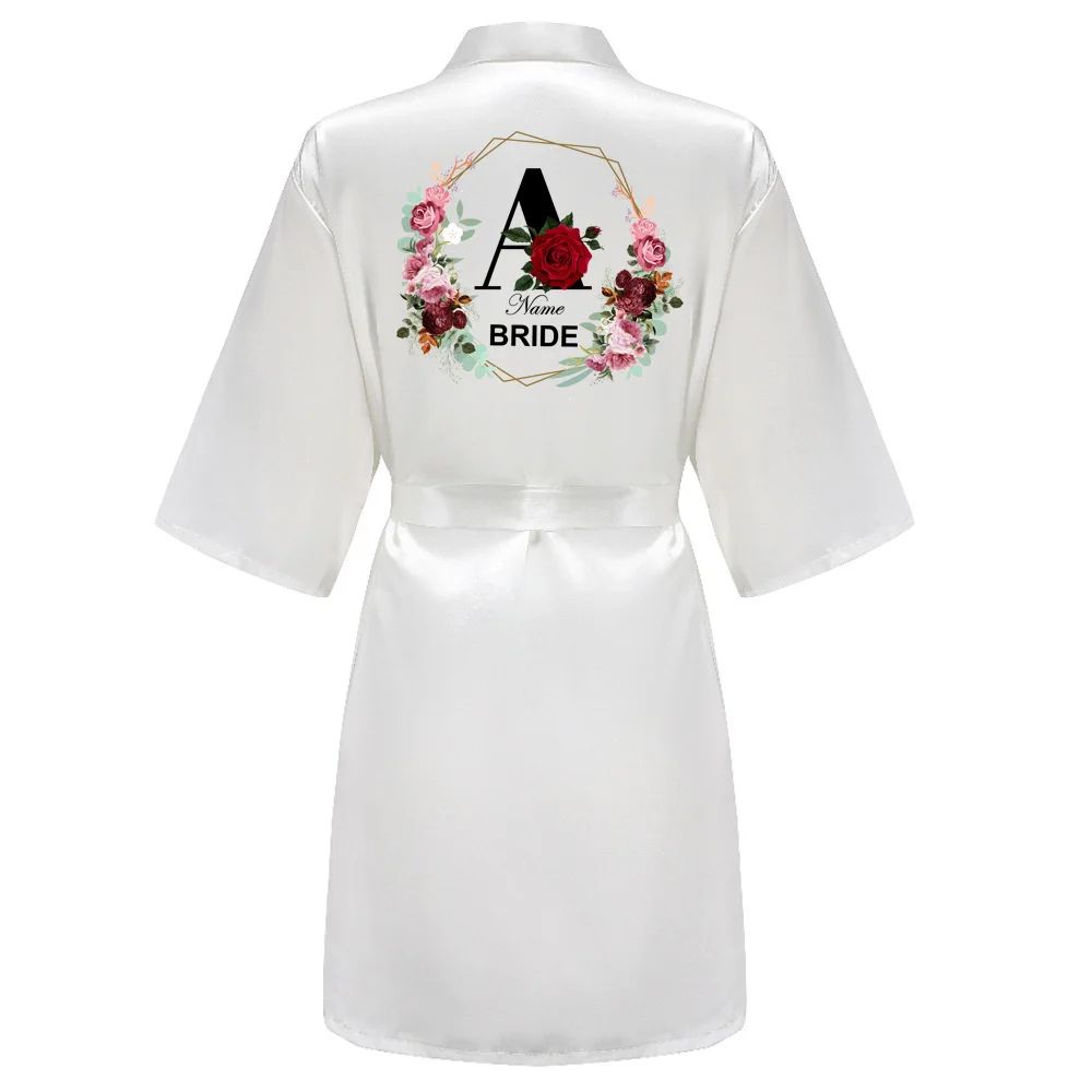 Customized Wedding Party Team Bride Robe Kimono Satin Pajamas Bridesmaid BathrobeTRS51