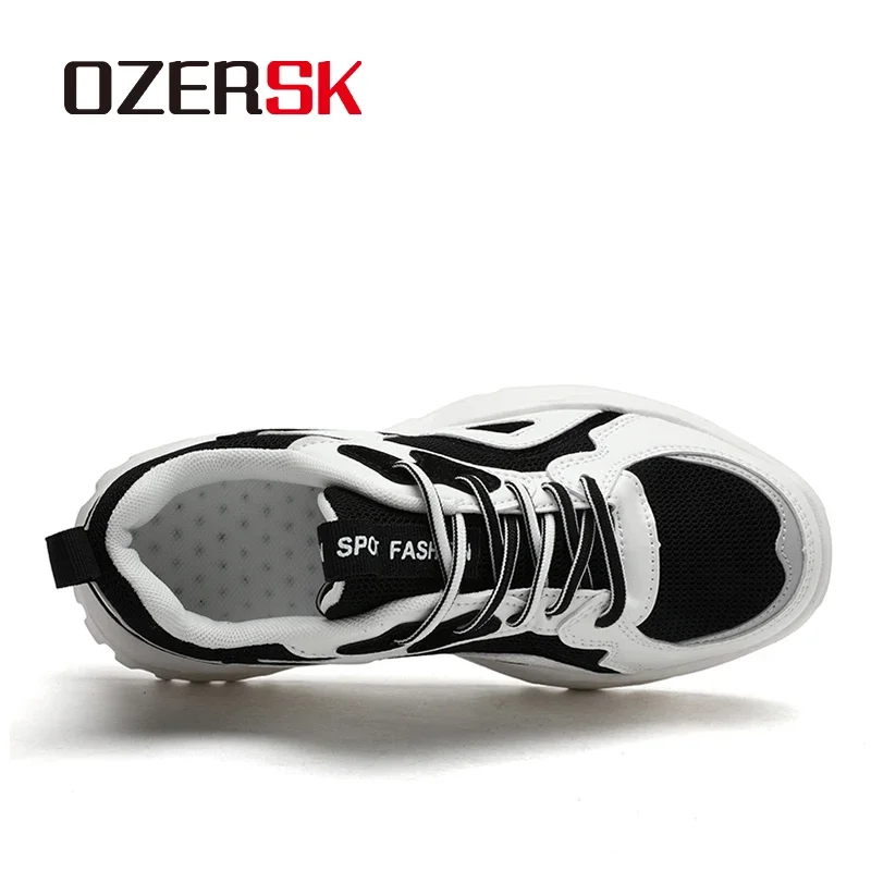 OZERSK New Breathable Woman Sneakers Summer Light Mesh Fashion Stitching Designer Outdoor Lace Up Non-Slip Platform Dad Shoes