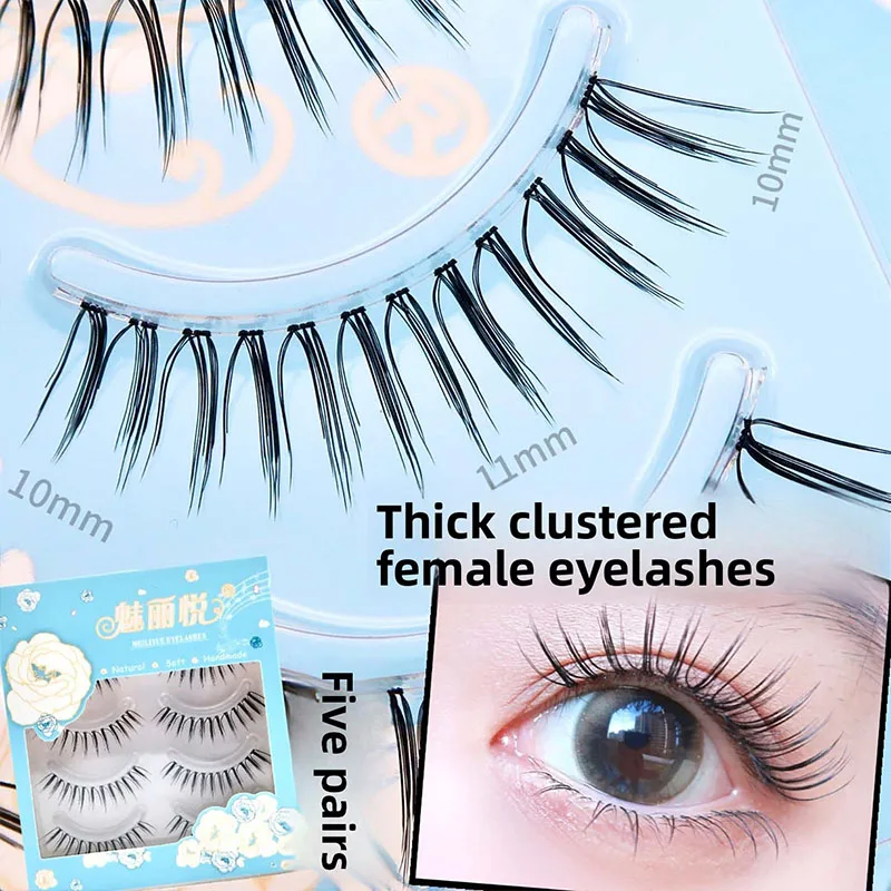 

5 Pairs V-shaped Manga Lashes Eyes Lashes Soft Natural Long Eyelashes Fake Lashes Anime Wispy Strip False Eyelashes Makeup