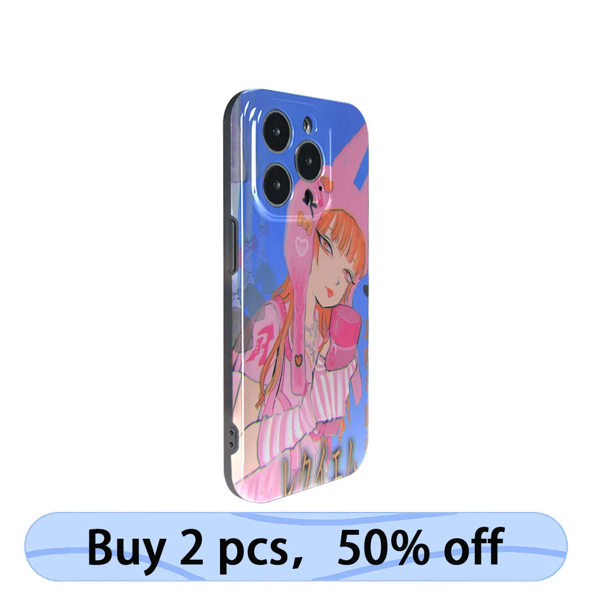 Coque iPhone Art Phone Case Pink Cartoon Doll Cute Anime Cover for iPhone 15 14 13 12 11 Pro Max Plus IMD 2 in 1