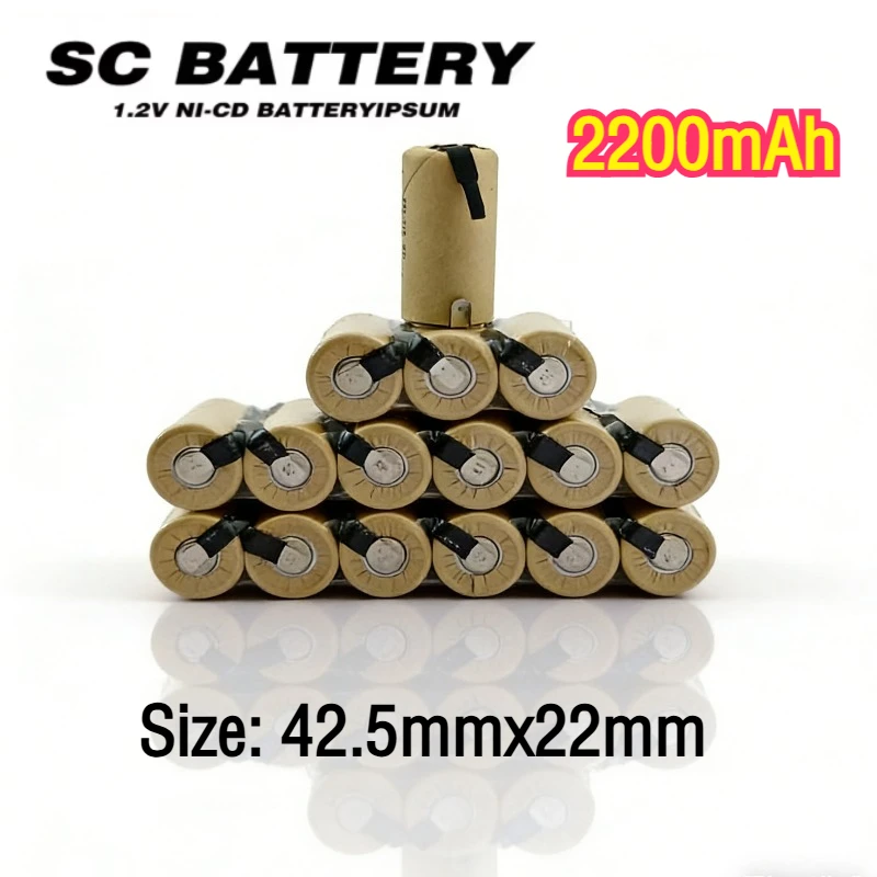

1.2V 2200mAh Sub C Ni-CD Screwdriver Drill SC Battery Rechargeable Battery with Label Power Tools NiCd SUBC Battery DIY Pack