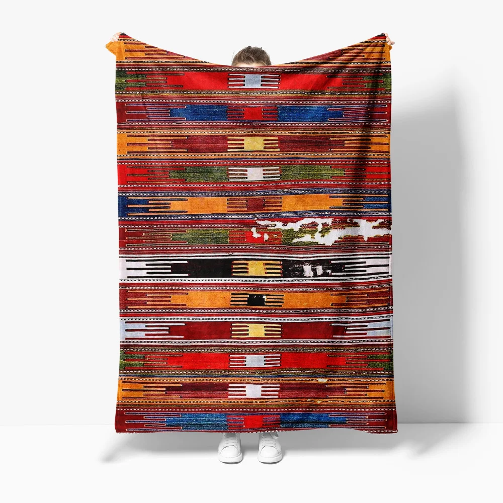 

African Tribal Pattern Blanket Bohemian Throw Blanket Vivid Geometric Print Sofa Cover Bedspread Decorative Throw Blanket