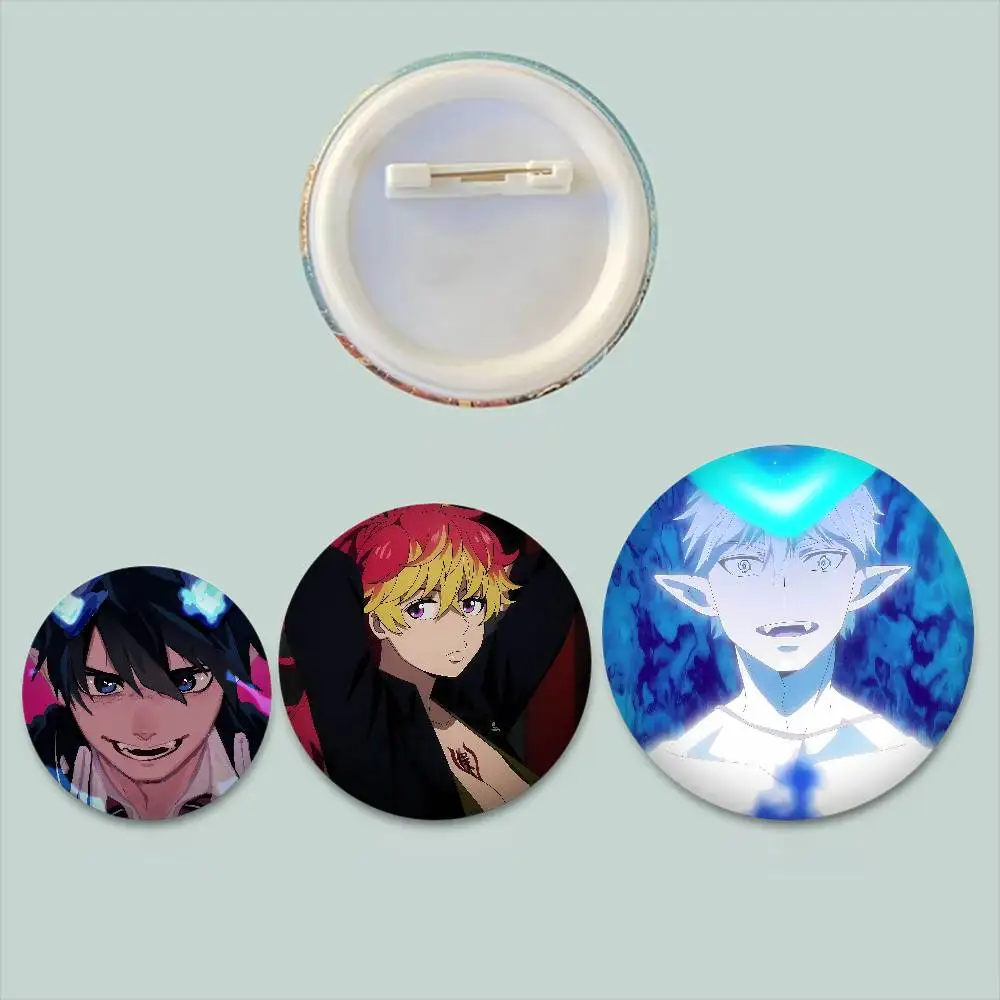 Anime B-Blue Exorcist Badges Peripheral Lapel Pins Tinplate Round Brooch For Shoulder Bag Accessories Souvenir Gifts