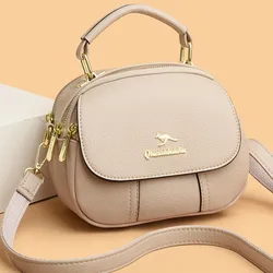 Solid Color Luxury Leather Handbag Fashion Women Mobile Phone Bag Simple Large-capacity multilayer Shoulder Crossbody  Tote Bag