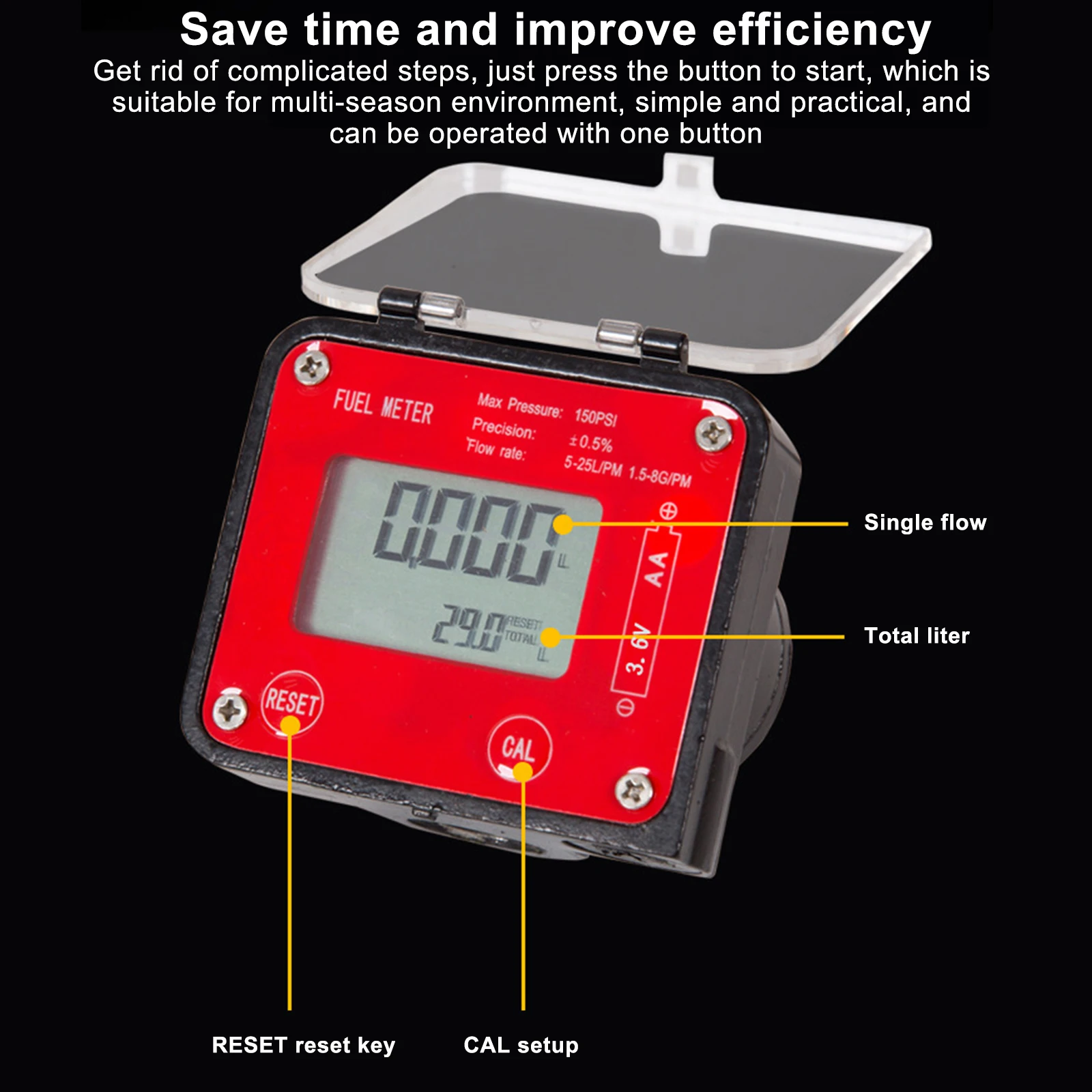 Imagem -03 - Medidor de Fluxo Eletrônico com Display Lcd Medidor de Fluxo de Engrenagem de Alta Precisão Medidor de Combustível Ferramenta de Medição de Óleo Diesel Dn15 Dn20