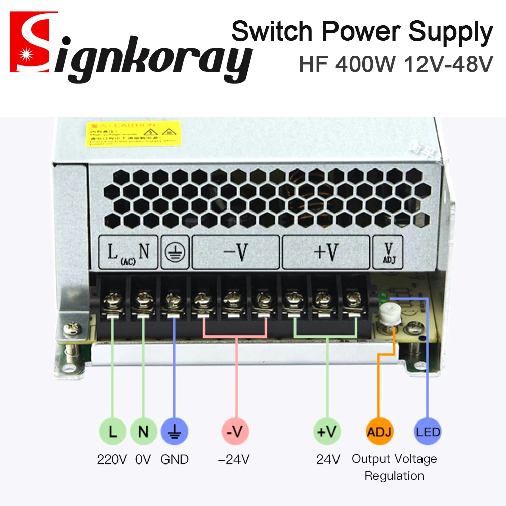 SignkoRay 400W Switch Power Supply HF400W-S 12V 24V 36V 48V Single Output for Industrial Control Communication Display Screen