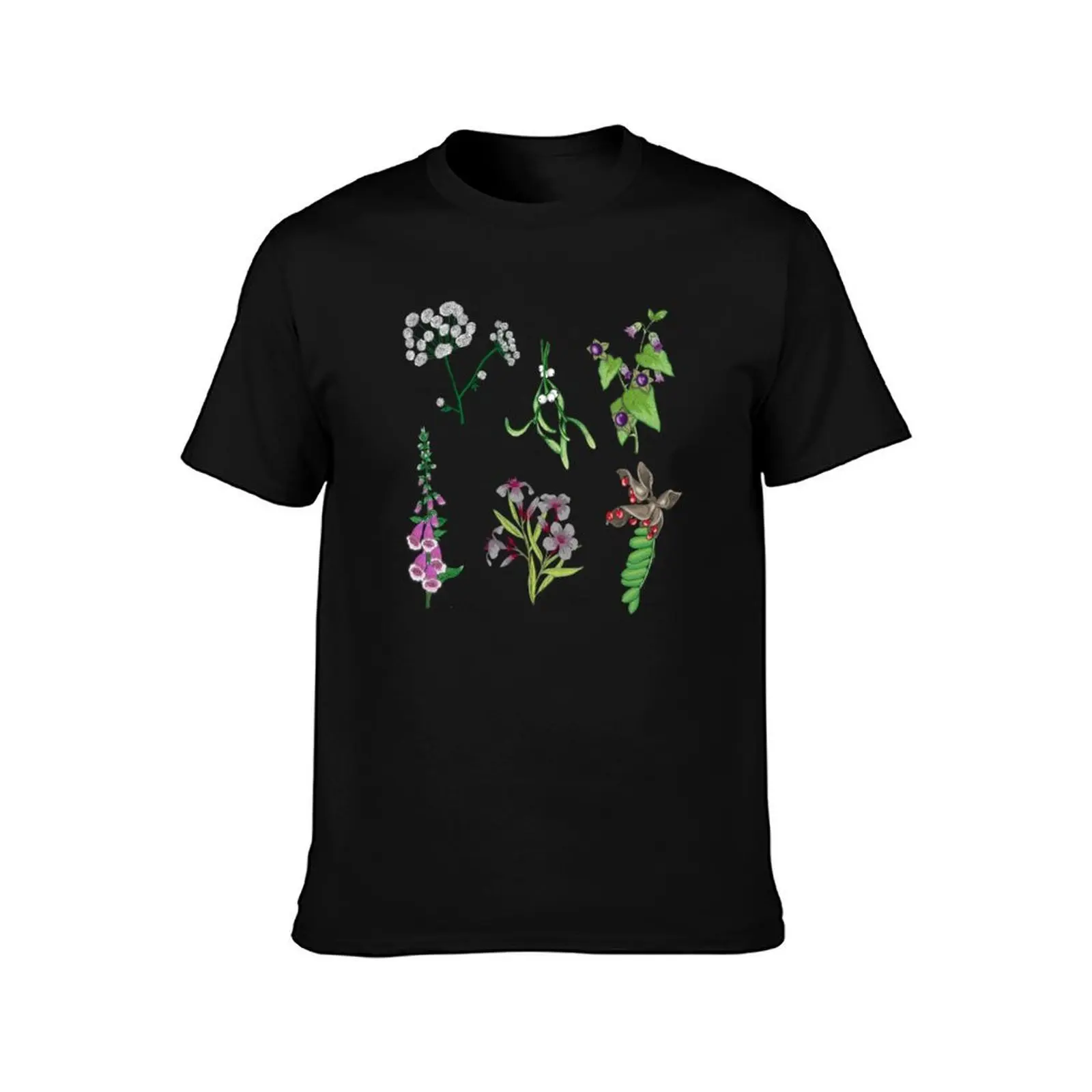 Poisonous Plants T-Shirt, Summer Casual Cotton Tee, Oversized Streetwear Tops, Vintage Graphic Print, Loose Fit Short Sleeve