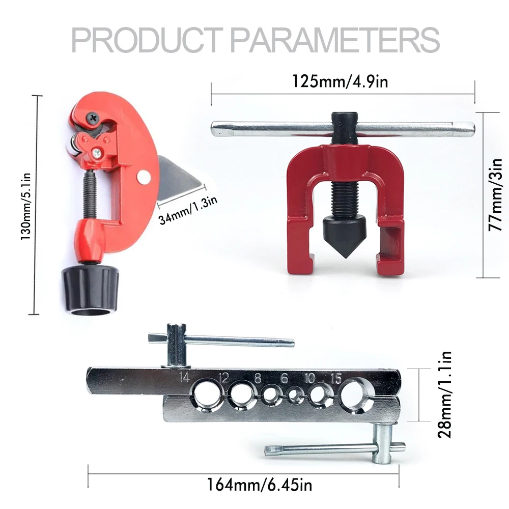 Imagem -06 - Tube Cutter Flaring Tool Kit Tube Expander Expansion Mouthparts Pipe Cutter Alargador Dispositivo Copper Tube Flaring Tools 328 mm