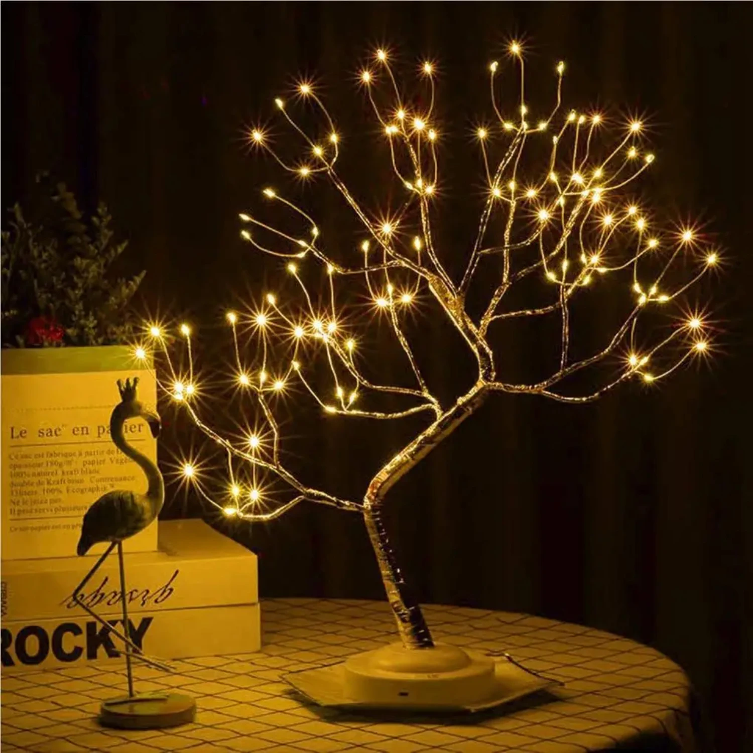 

LED Table Lamp Tree Copper Wire USB Powered Bedroom Study Decorative Deack Lamp Creative Lighting Indoor Night Lamp