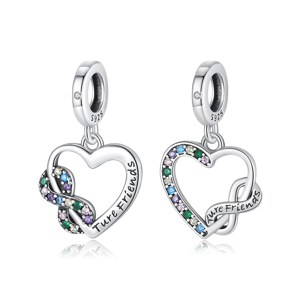 

Ahthen 925 Sterling Silver Hot Sale Beads Colorful Heart Charm fit Snake Chain Bracelets Necklaces for Women Jewelry Making