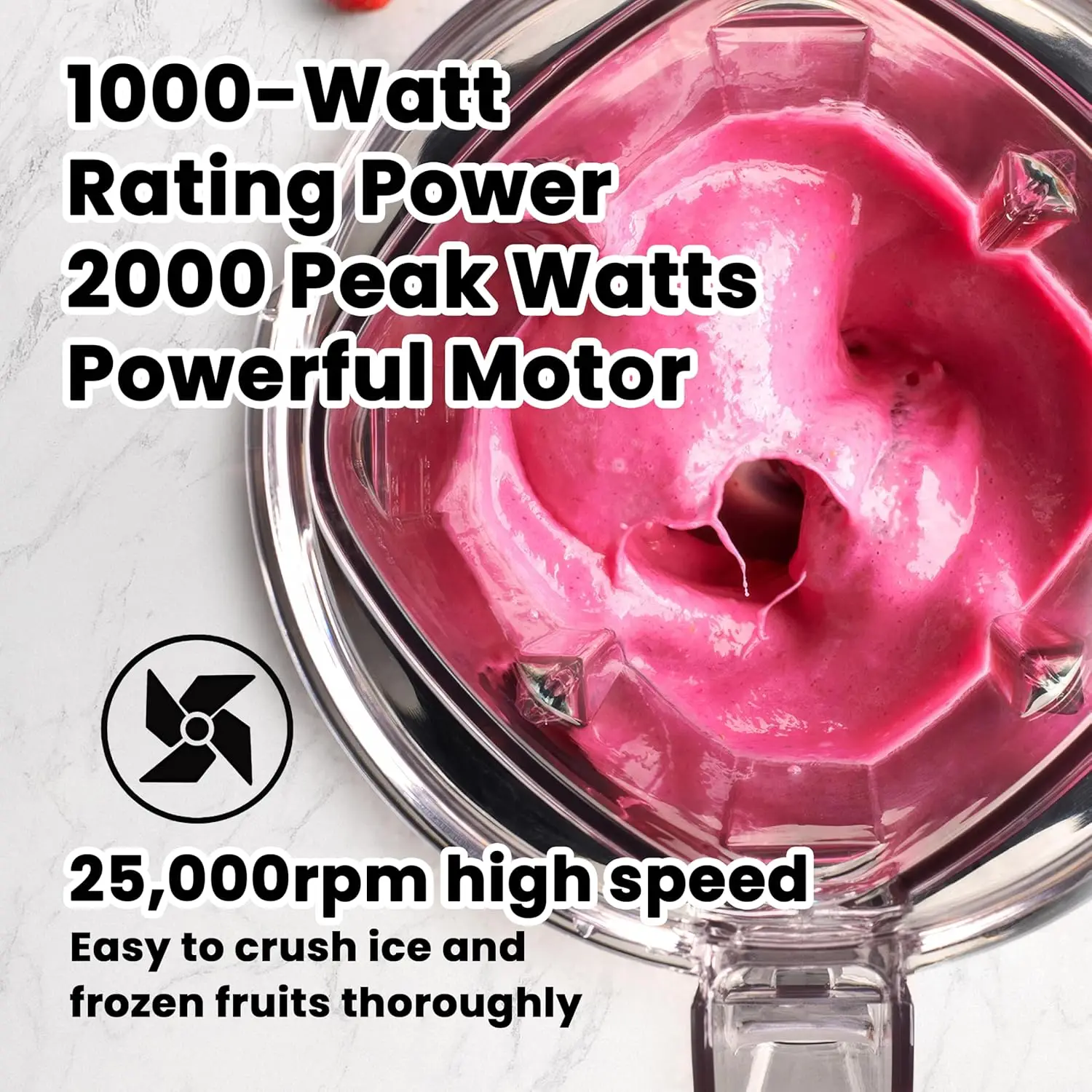 خلاط كونترتوب عالي السرعة - محرك 1000 وات 25000 دورة في الدقيقة، وعاء 51 أونصة وكوب سفر 14 أونصة، تحكم متغير السرعة، للمخفوقات والعصائر