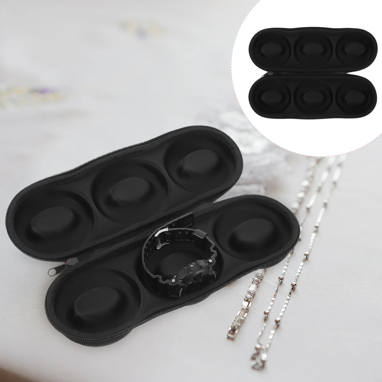 

3-Slot Eva Watch Storage Box Portable Outdoor Case Anti-Scratch Zipper Organizer Holder Travel Watch Case 3 Slots Watches Box