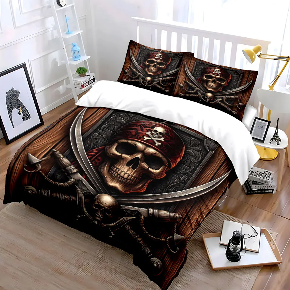 Pirate-themed decorative design Duvet Cover Set with 3D Printing Design Soft Polyester Bedding Set All-Season Comfort for gifts
