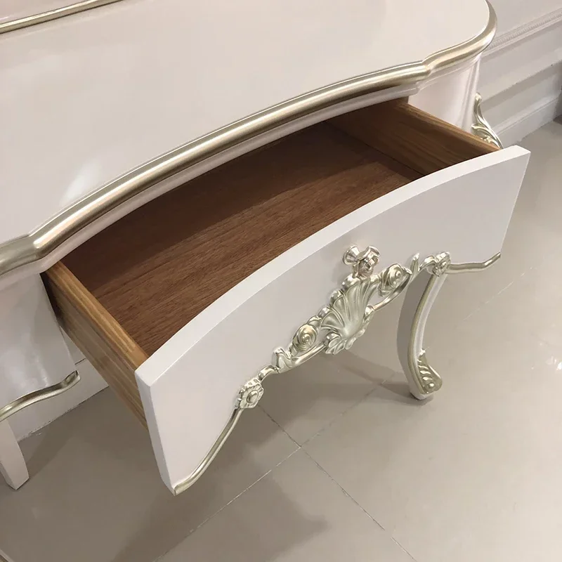 European style solid wood dressing table stool combination neoclassical dressing table small family bedroom dressing table