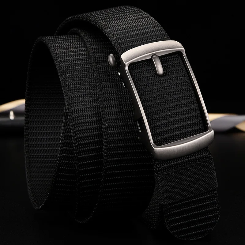 Simple and Casual Men's Business Automatic Buckle Belt Canvas Imitation Nylon Belt and Oversized Trendy Pants Belt