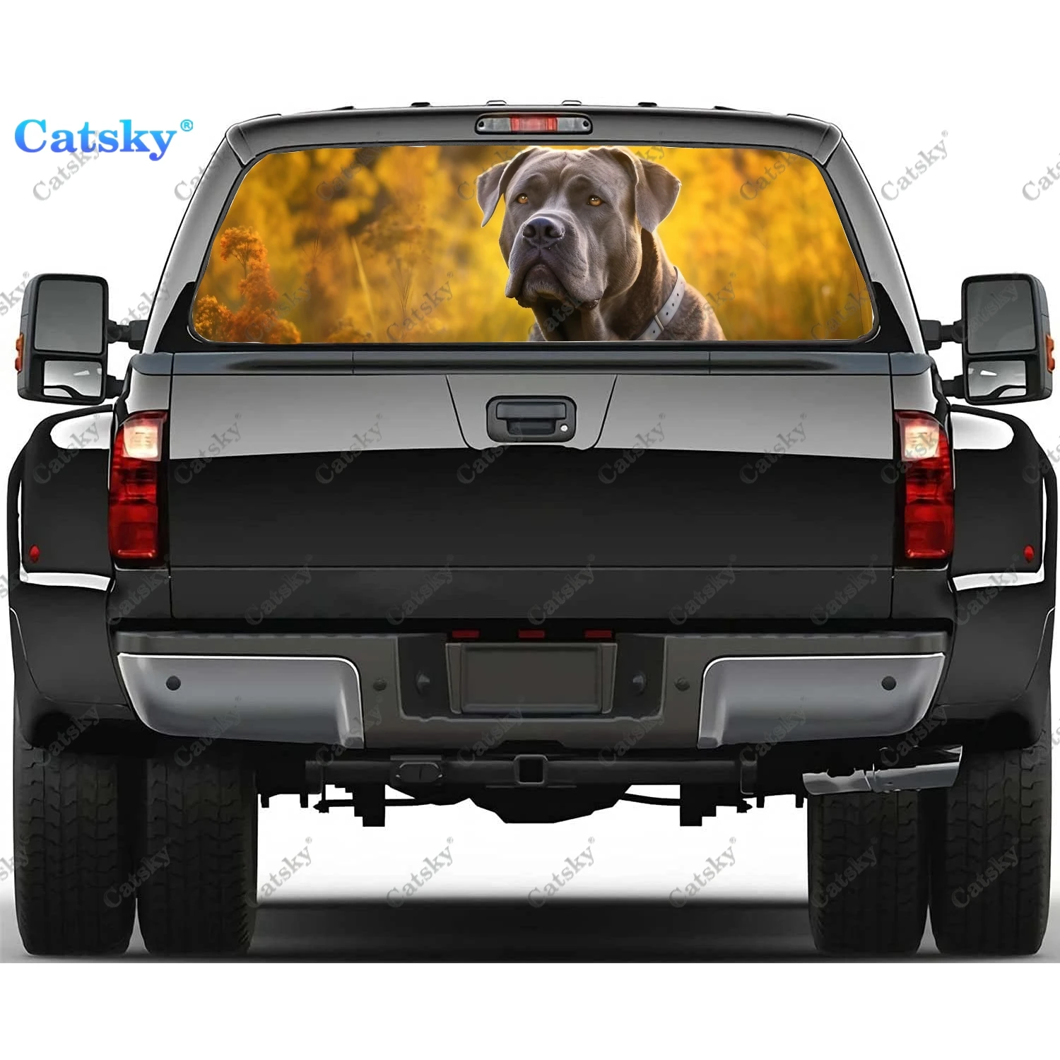 Staffordshire Bull Terrier Rear Window Decal Fit Pickup,Truck,Car Universal See Through Perforated Back Windows Vinyl Sticker