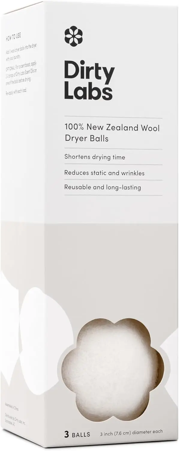 

100% New Zealand Wool Dryer Balls 3 Pack - Shorten Drying Time, Reduce Static & Wrinkles, Reusable Fabric Softener Alternative