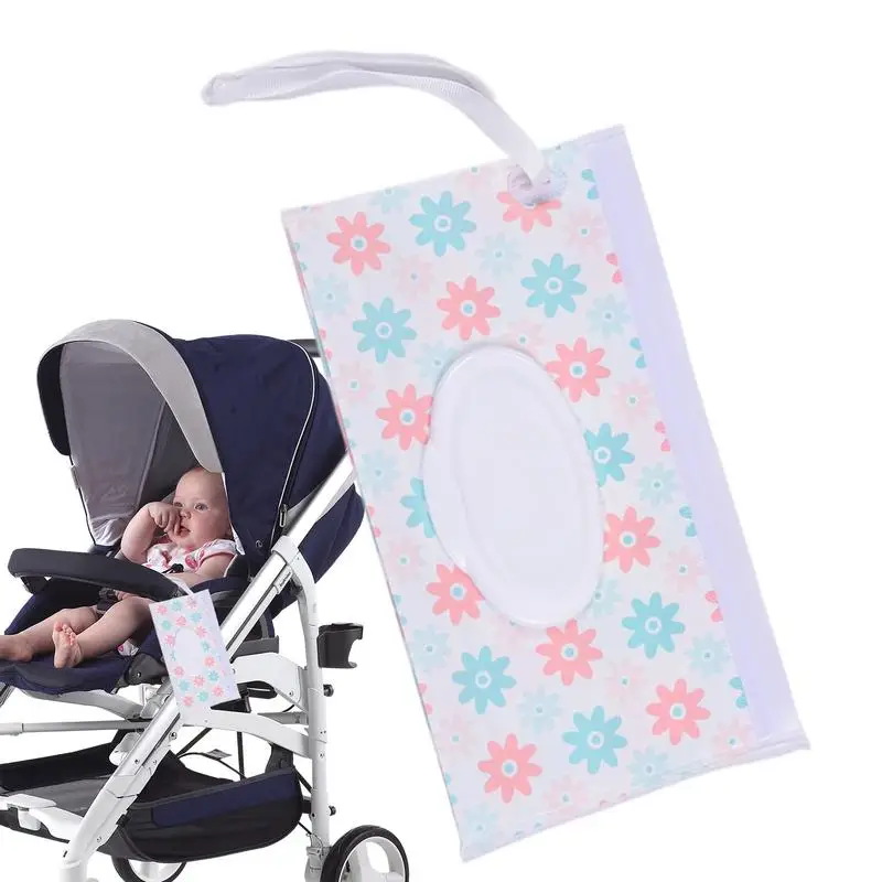 EVA Baby Wet Wipe Holder Snap-Strap Refillable Wet Wipes Dispenser Bag Flipes Cover Tissue Box Outdoor Baby Stroller Accessories