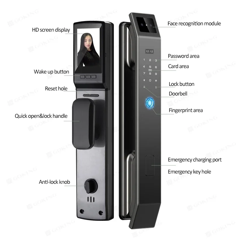 Intelligent Automatic Fingerprint Door Lock Without Built-in Face Recognition Function, Suitable for Outdoor Doors