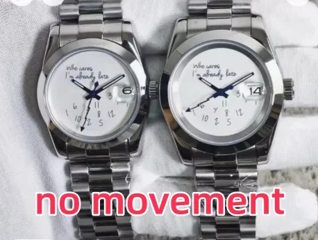 

39/36mm NH35 Watch Blue Dials Who cares I'm already late Silver Sapphire Glass NH35 Automatic President Strap No Movement