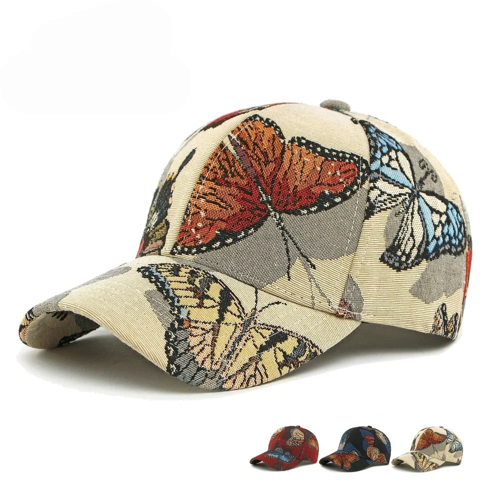 Ethnic-Style Unique Embroidered Butterfly Hat: Women's Baseball Cap, Stiff-Brimmed, Casual, Versatile, Sun Protection