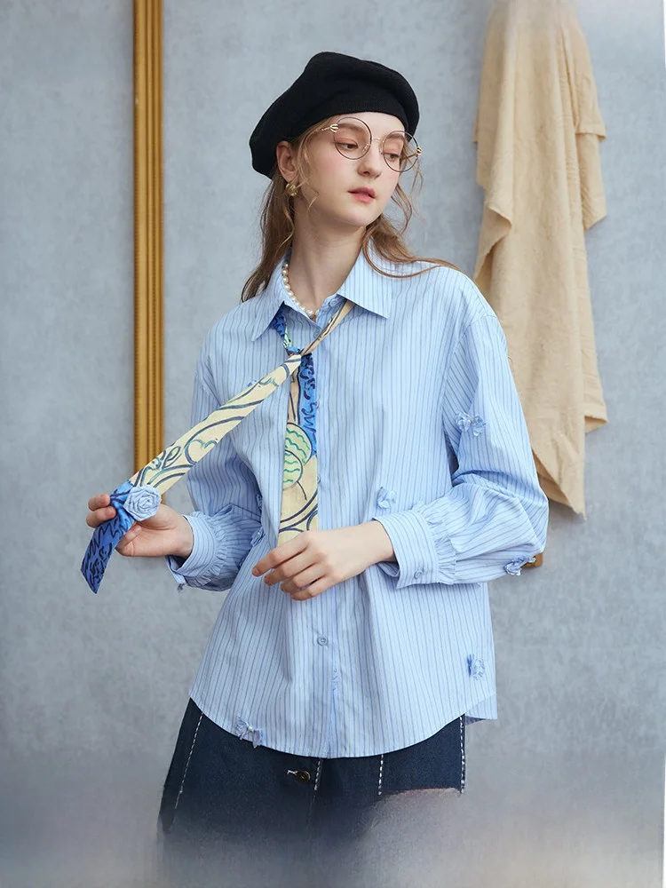 

Женская рубашка с длинным рукавом и ретро-принтом, свободного кроя, из смесового полиэстера и хлопка, удобная, дышащая, стандартной длины, на пуговицах