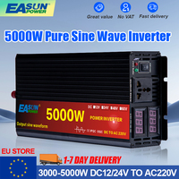 EASUN Pure Sine Wave Inverter 12/24V 220V 5000W 4000W 3000W Car Power Solar Inverter 12/24V DC to AC 220V Converter Transformer